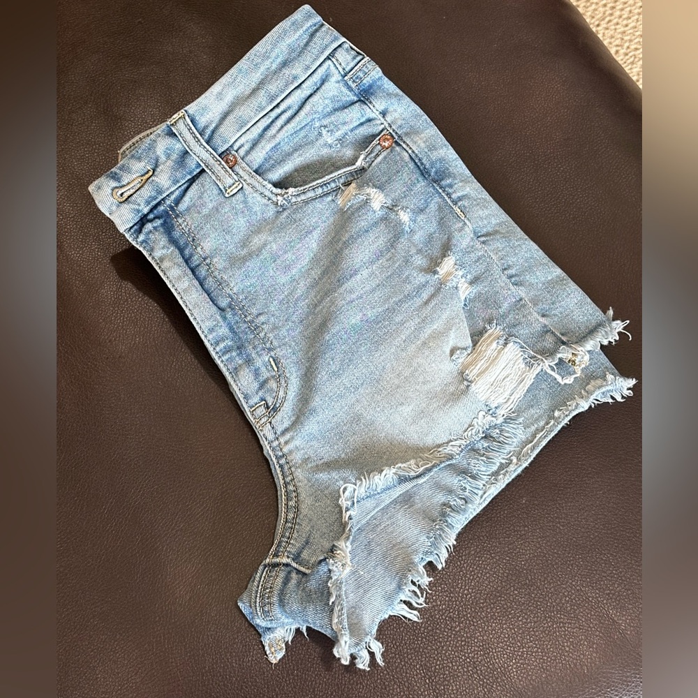 American Eagle Outfitters Light Blue Distressed Jean Shorts